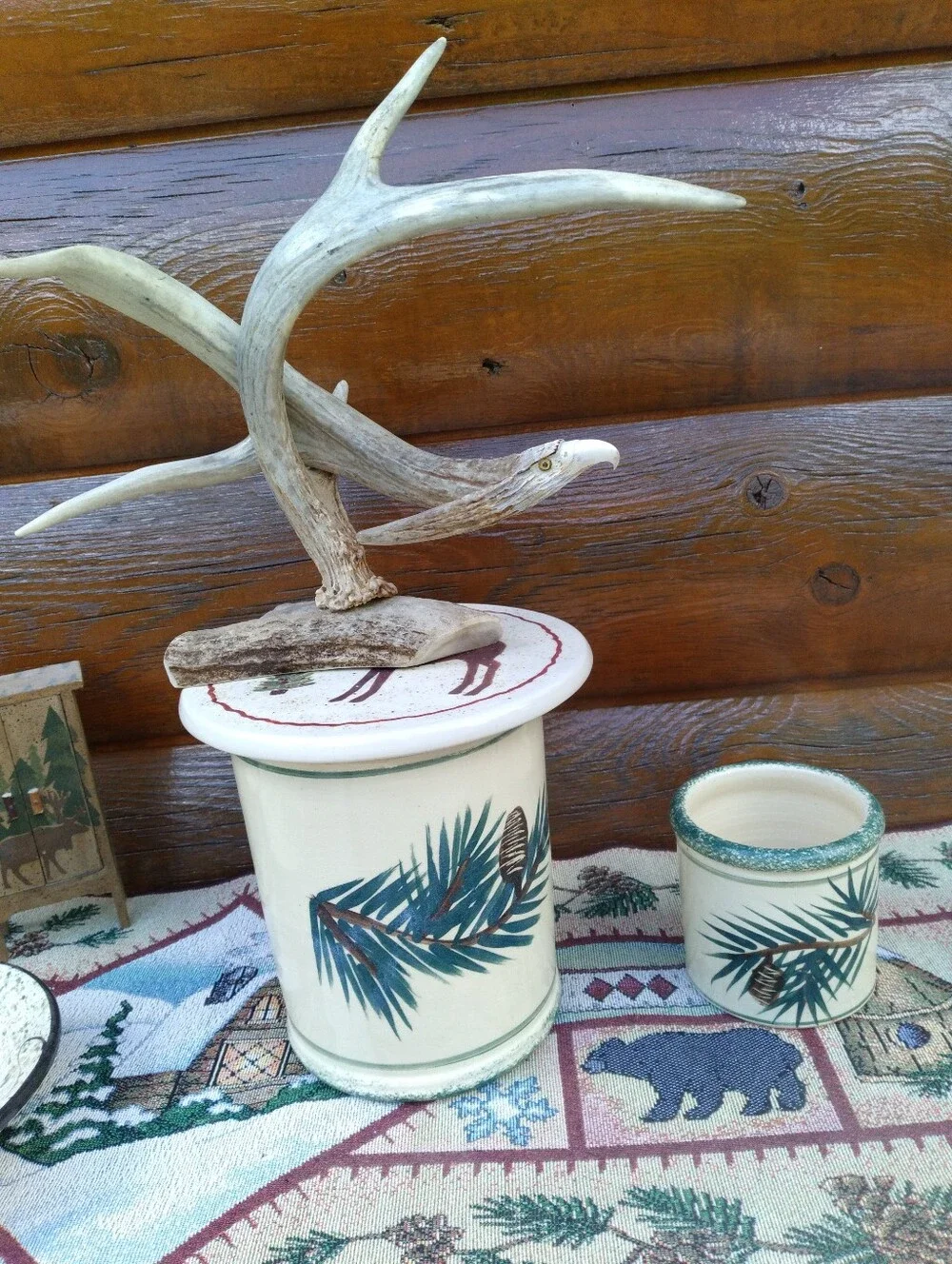 🌲 CERAMIC PINE & BERRIES 13” BOWL SALAD 🥗 PINECONE Large BOWL VNPLVC